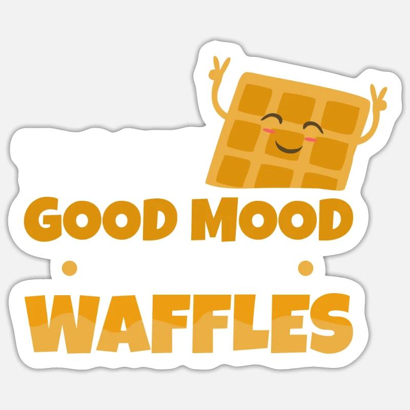 Propulsé par Waffles - Sticker taille S (10 x 10 cm) - blanc mat