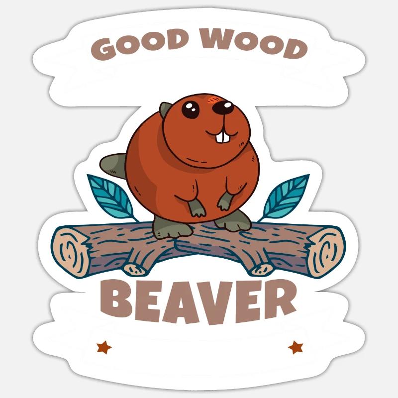 Biber Nagetier Bäume Bibertier Geschenkidee - Sticker Größe S (10 x 10 cm) - Mattweiß
