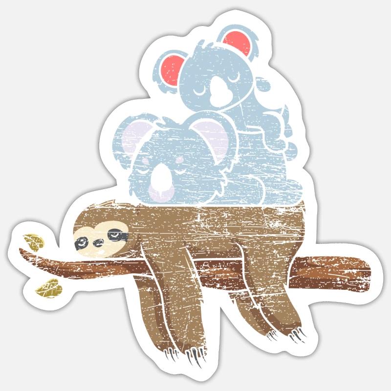 Cadeau Sloth Koala - Sticker taille S (10 x 10 cm) - blanc mat