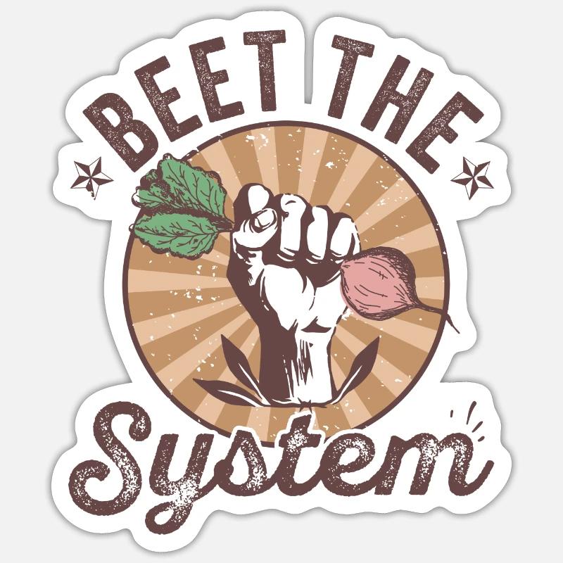 Beet the System funny vegetable design - Sticker size S (10 x 10 cm) - white matte