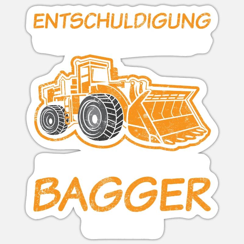 Bagger | Kinder Sprüche Geschenkideen - Sticker Größe S (10 x 10 cm) - Mattweiß