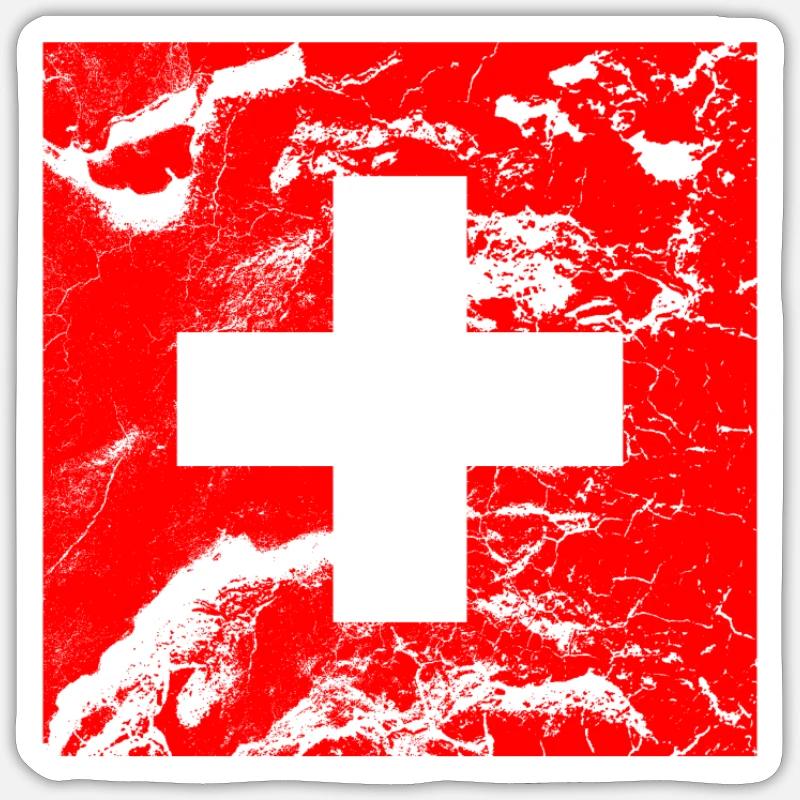 Suisse Drapeau suisse - Sticker taille S (10 x 10 cm) - blanc mat