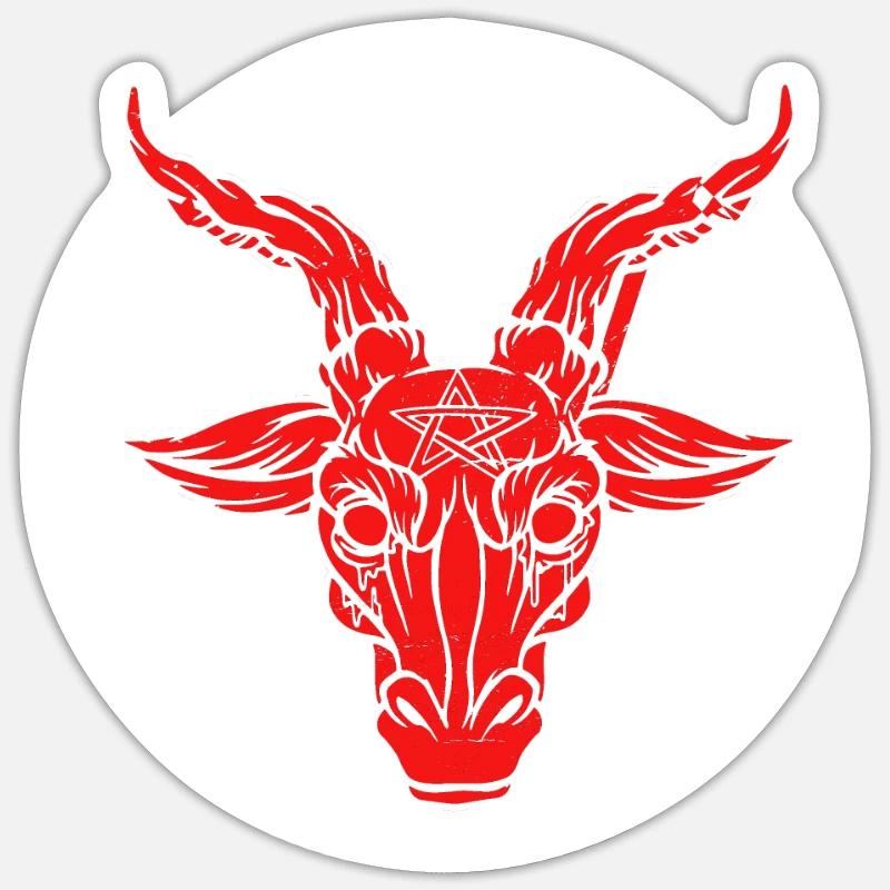 Satan Symbol Teufel Baphomet - Sticker Größe S (10 x 10 cm) - Mattweiß