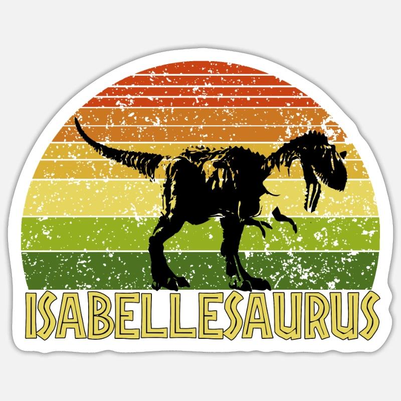 Isabellesaurus Isabelle saurus dinosaure - Sticker taille S (10 x 10 cm) - blanc mat