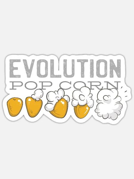 Popcorn Evolution Kino - Sticker Größe S (10 x 10 cm) - Mattweiß