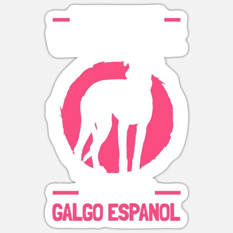 Verrückte mit Galgo Espanol spanischer Windhund - Sticker Größe S (10 x 10 cm) - Mattweiß