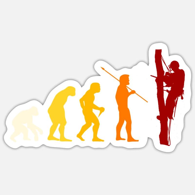 Évolution de l’arboriculteur - Sticker taille S (10 x 10 cm) - blanc mat