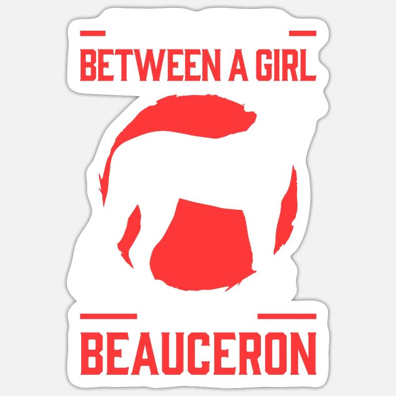 Mädchen mit Beauceron Beauce Shepherd - Sticker Größe S (10 x 10 cm) - Mattweiß