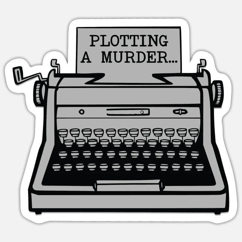 Plotting A Murder Typewriter Author Writer Book Sticker size S (10 x 10 cm)