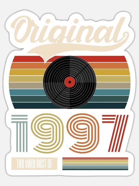 1997 Vintage Geburtstag Gift Tee Retro Style - Sticker Größe S (10 x 10 cm) - Mattweiß