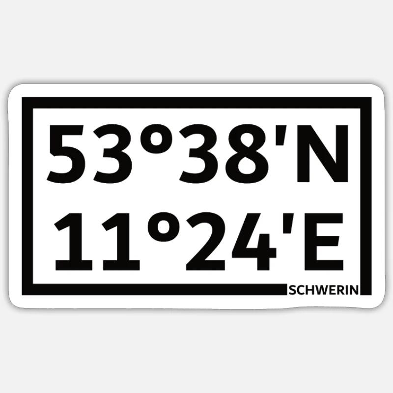 Coordonnées de Schwerin - Sticker taille S (10 x 10 cm) - blanc mat