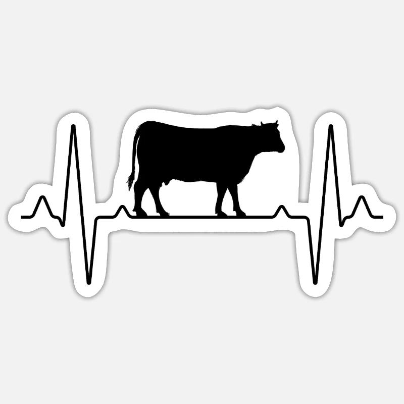 Cow Beef Heartbeat Sticker size S (10 x 10 cm)