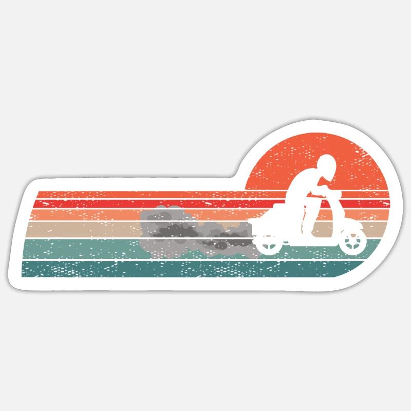 Motorroller Moped Motor-Scooter Motor-Rollerfahrer - Sticker Größe S (10 x 10 cm) - Mattweiß
