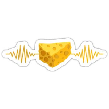 Cheese Heartbeat Cheesy Lover Mozzarella Cheddar - Sticker taille S (10 x 10 cm) - blanc mat - Devant
