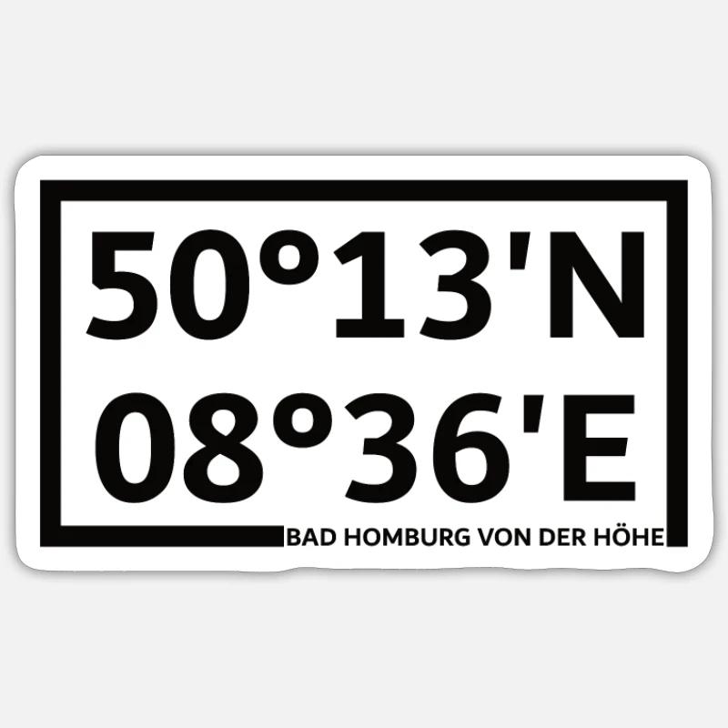 Bad Homburg devant l’altitude Coordonnées Sticker taille S (10 x 10 cm)