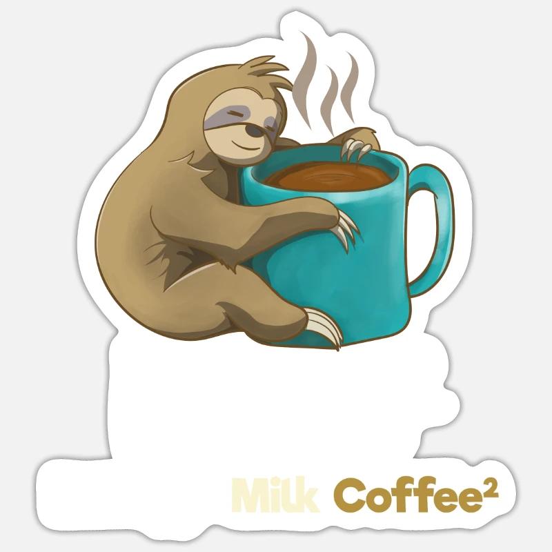 Sloth Coffee Gift - Sticker size S (10 x 10 cm) - white matte