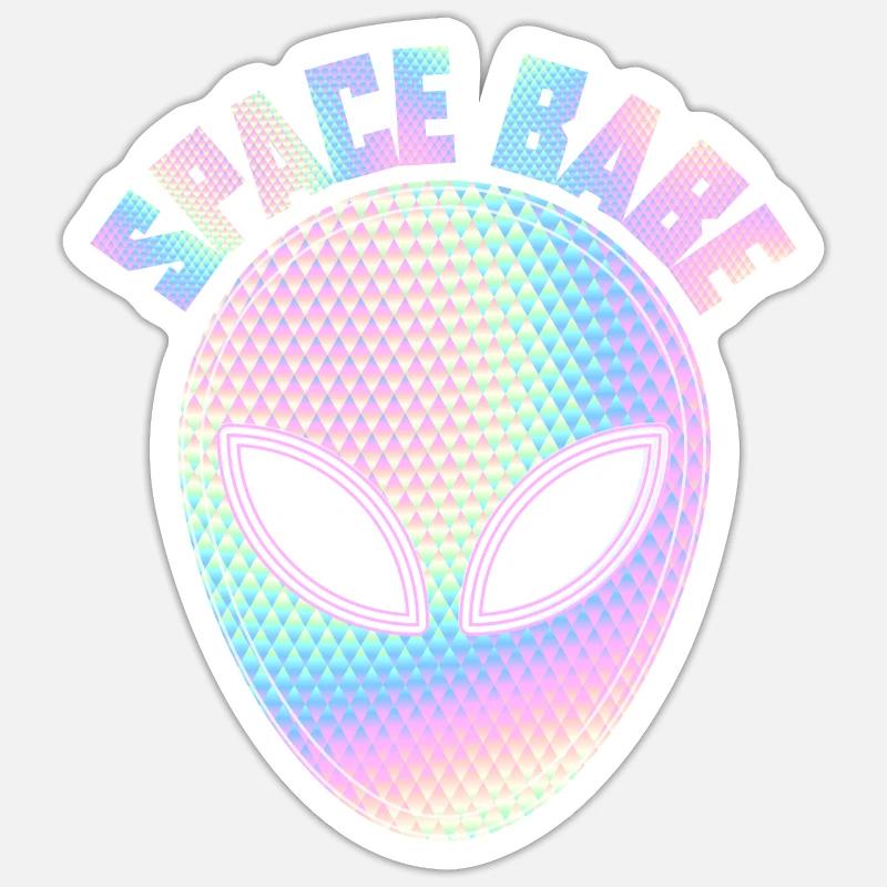 Space babe - Extraterrestre - Sticker taille S (10 x 10 cm) - blanc mat