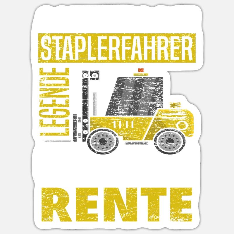 Staplerfahrer Rente - Sticker Größe S (10 x 10 cm) - Mattweiß
