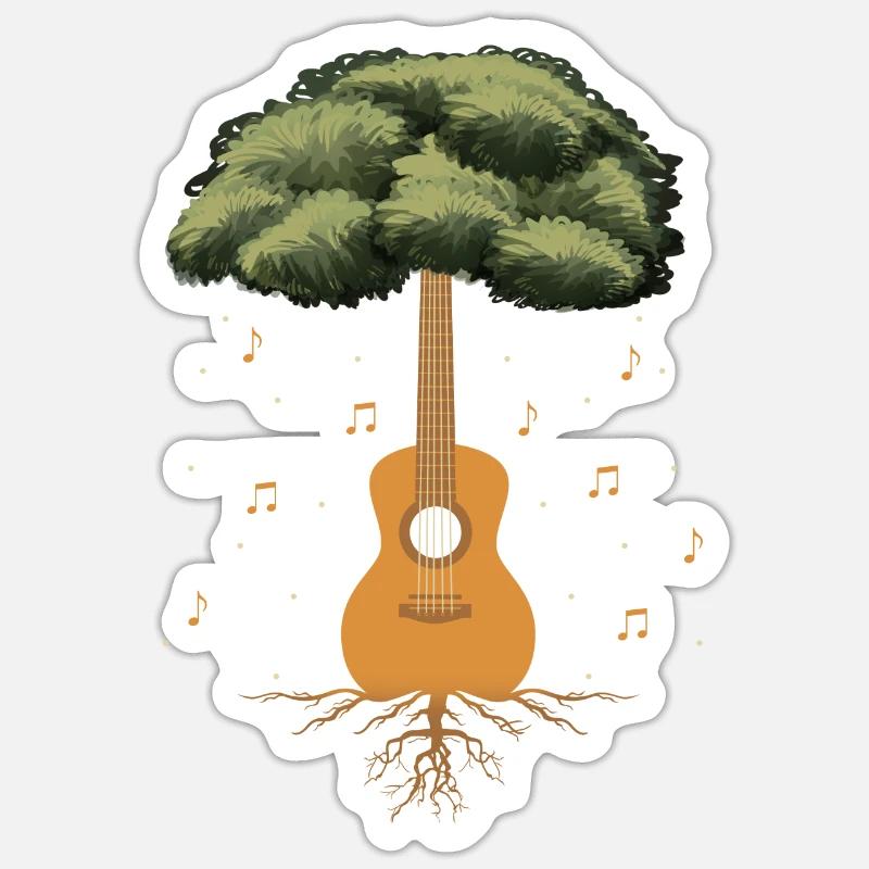 Guitar Tree - Sticker size S (10 x 10 cm) - white matte