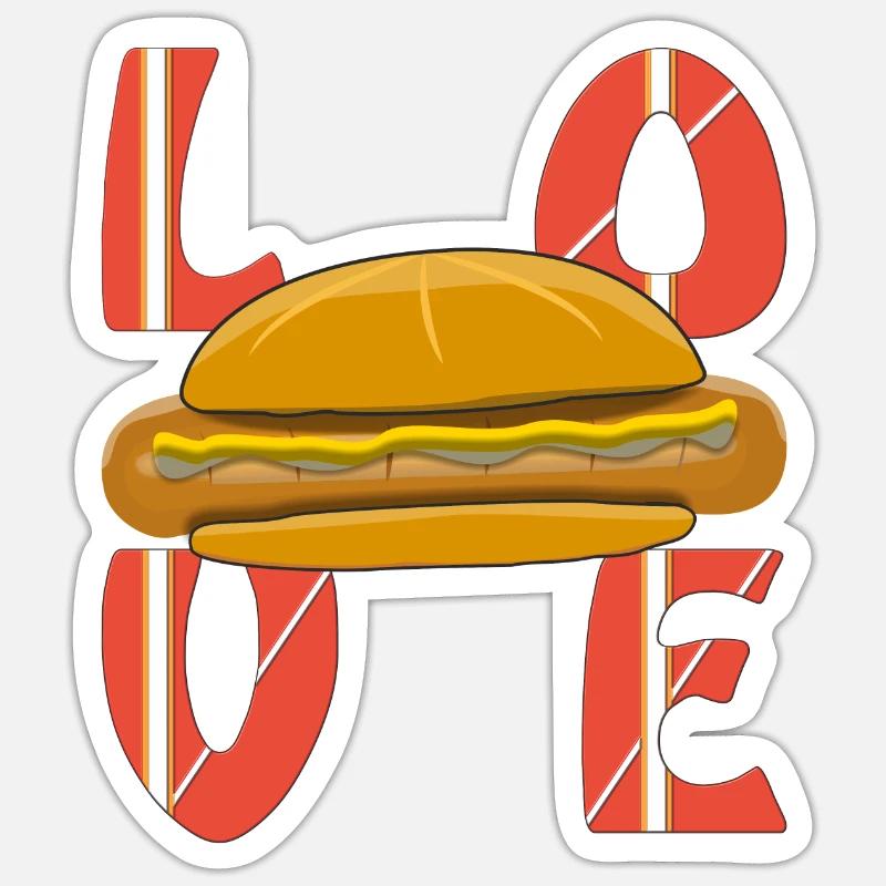 AMOUR BRATWURST - Sticker taille S (10 x 10 cm) - blanc mat