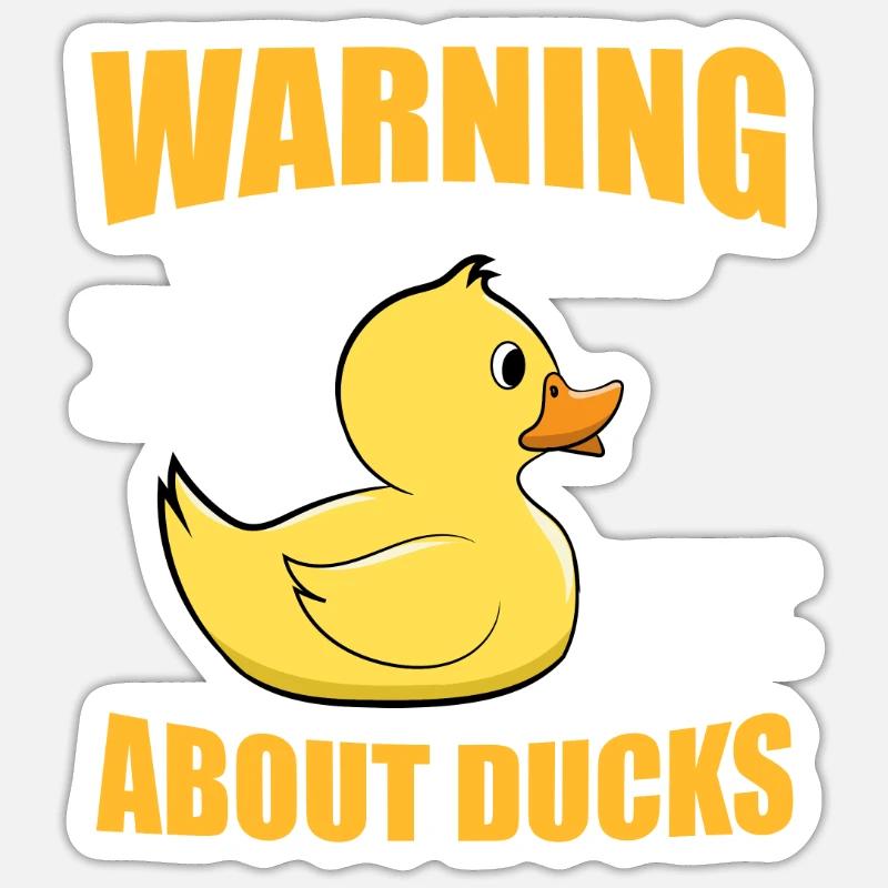 Warning May Talking About Ducks Bath Duckie Rubber Sticker size S (10 x 10 cm)