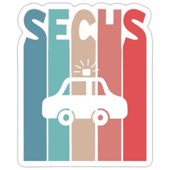 6 Jahre Polizeiauto Polizei - Sticker Größe S (10 x 10 cm) - Mattweiß - Vorne