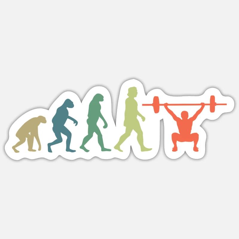 Fitness Evolution Gewichtheben - Sticker Größe S (10 x 10 cm) - Mattweiß