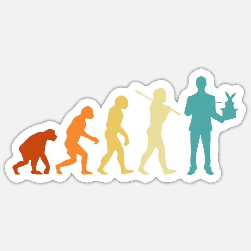 Magicien Evolution Magie Magique - Sticker taille S (10 x 10 cm) - blanc mat