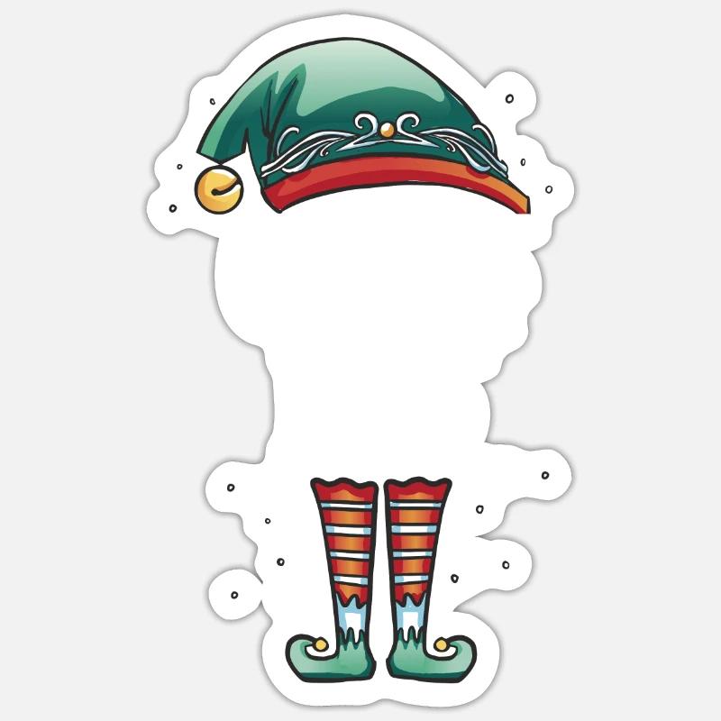 Weihnachten Partnerkostüm Chef Elf Elfe Elfen - Sticker Größe S (10 x 10 cm) - Mattweiß