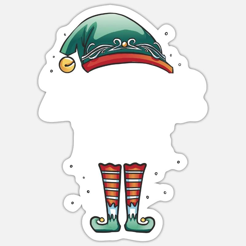 Weihnachten Partnerkostüm Zocker Elf Elfe Elfen - Sticker Größe S (10 x 10 cm) - Mattweiß