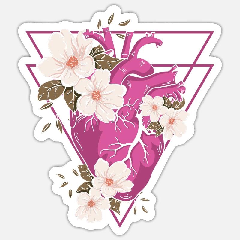 Gothic Blumen - Sticker Größe S (10 x 10 cm) - Mattweiß