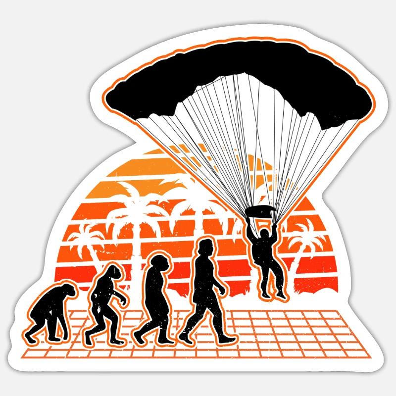 Parachutiste Evolution Sunset Parachute - Sticker taille S (10 x 10 cm) - blanc mat