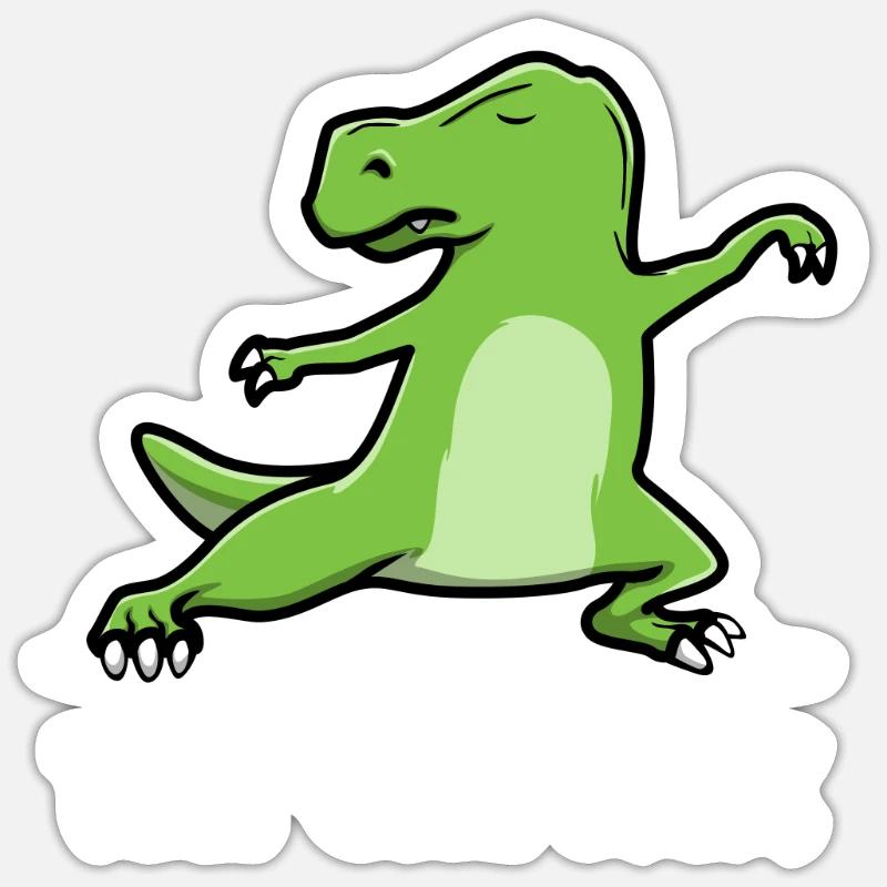 T-Rex Tai Chi Schattenboxer Schattenboxen - Sticker Größe S (10 x 10 cm) - Mattweiß