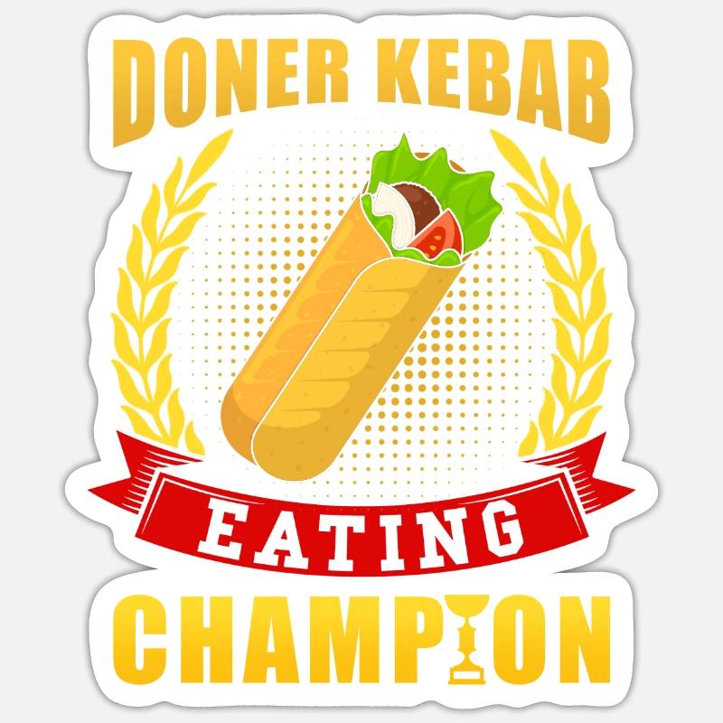 Doner Kebab Champion - Sticker taille S (10 x 10 cm) - blanc mat