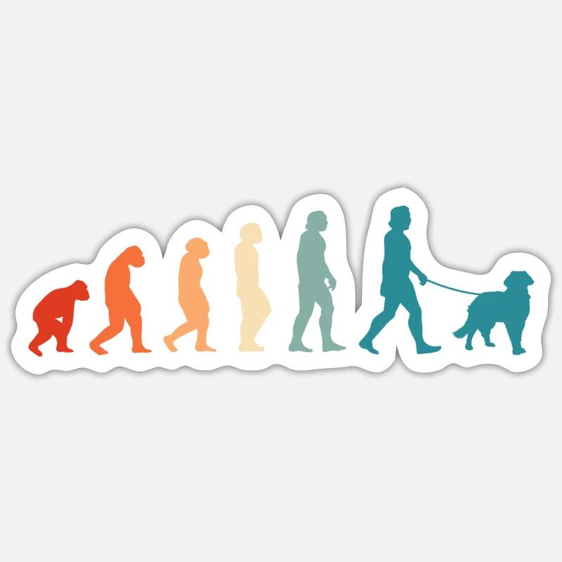 Leonberger Evolution Vintage Leonberg Hund - Sticker Größe S (10 x 10 cm) - Mattweiß