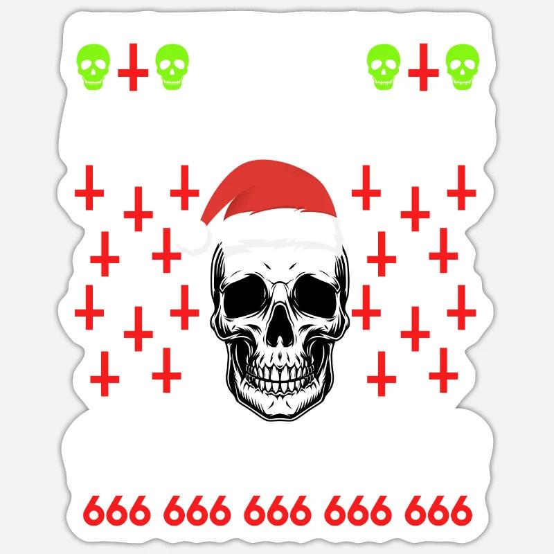 Crâne de Noël Joyeux Antichristmas - Sticker taille S (10 x 10 cm) - blanc mat