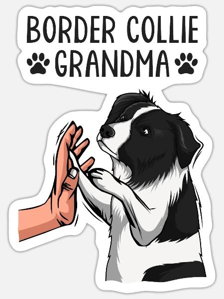 Border Collie Oma Hunde Frauchen - Sticker Größe S (10 x 10 cm) - Mattweiß