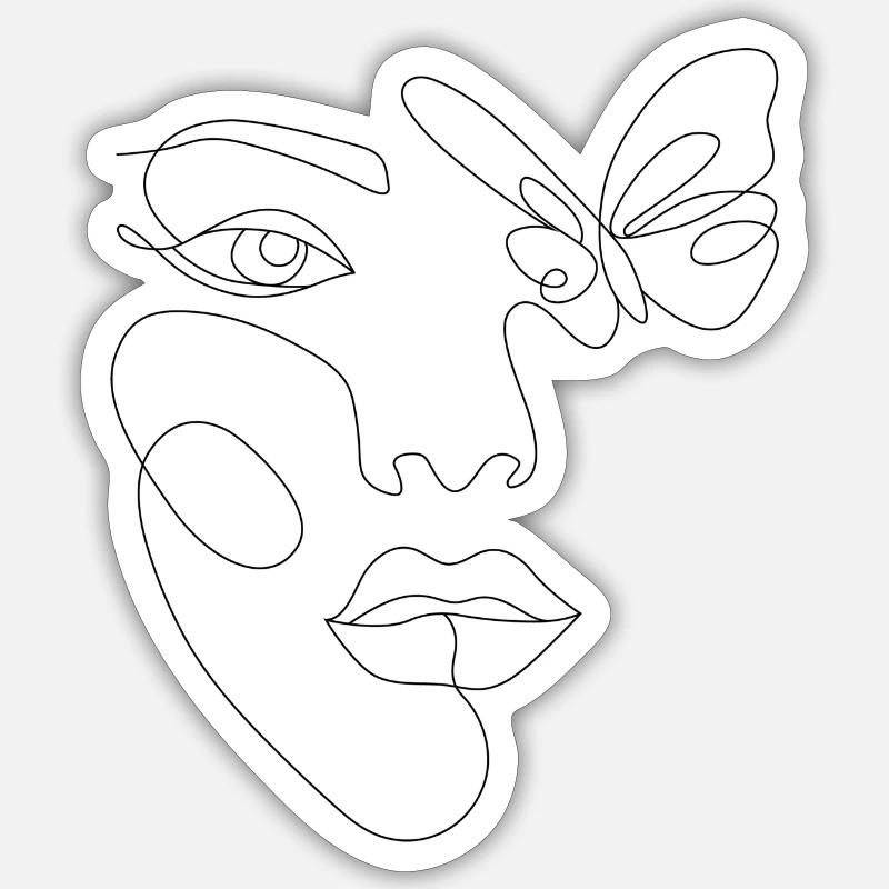 butterfly face - Sticker Größe S (10 x 10 cm) - Mattweiß