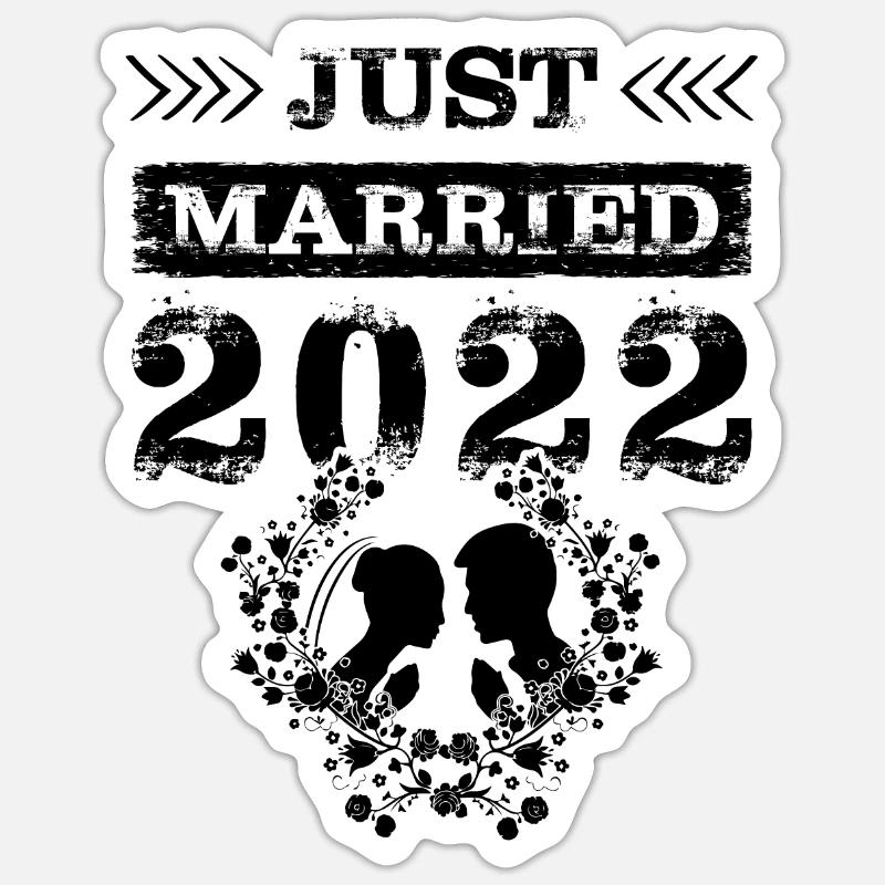 Just Married 2022 - Sticker size S (10 x 10 cm) - white matte