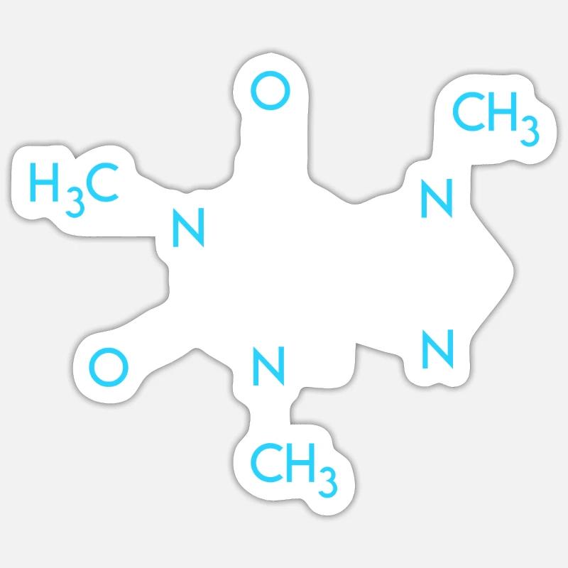 Formule de café Chimie Nerd Formule structurelle Sticker taille S (10 x 10 cm)