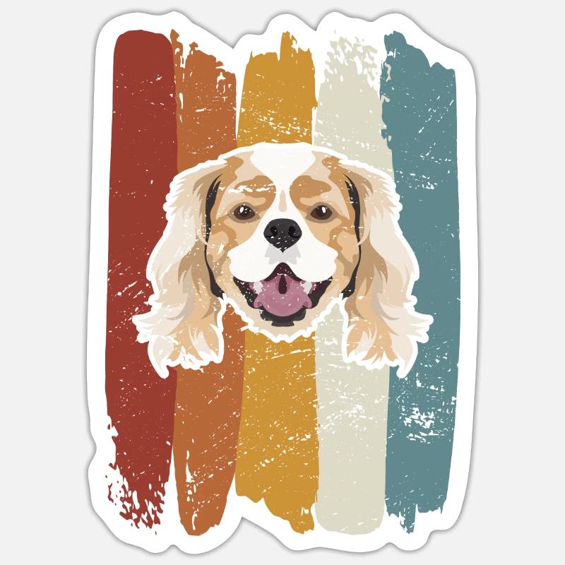 Lächelnder Cavalier King Charles Spaniel retro - Sticker Größe S (10 x 10 cm) - Mattweiß