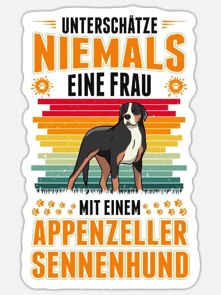 Appenzeller Sennenhund Frau Schweizer Hund - Sticker Größe S (10 x 10 cm) - Mattweiß