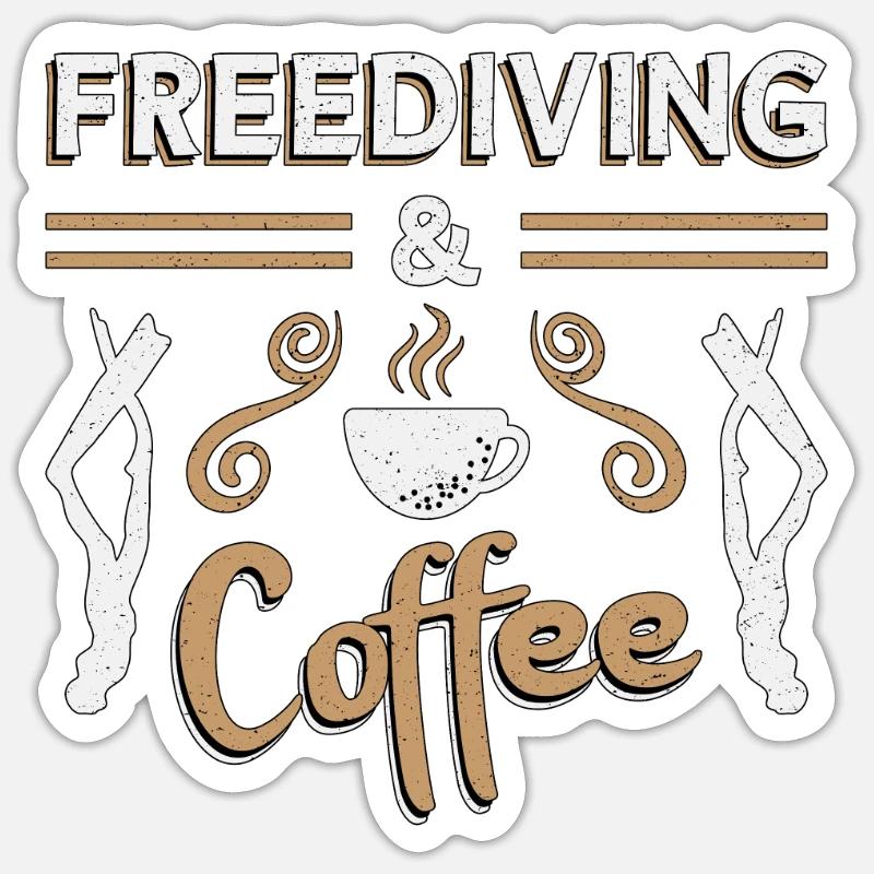Freitauchen Apnoe Kaffee Freitaucher Geschenkidee - Sticker Größe S (10 x 10 cm) - Mattweiß