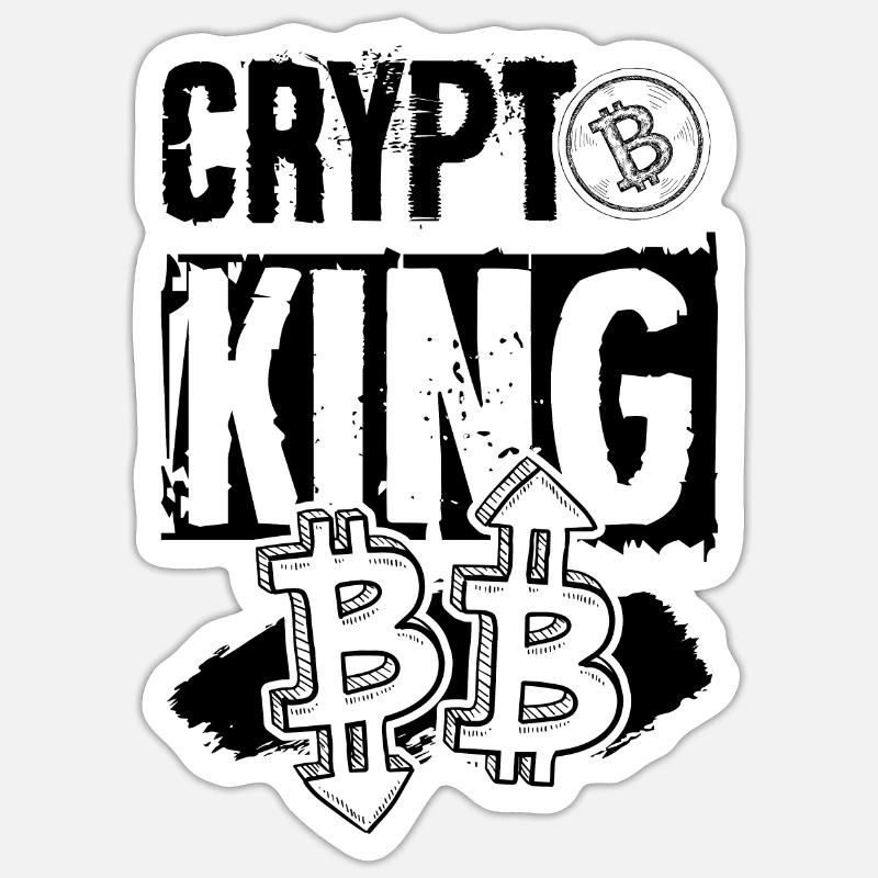 Roi Crypto - Sticker taille S (10 x 10 cm) - blanc mat