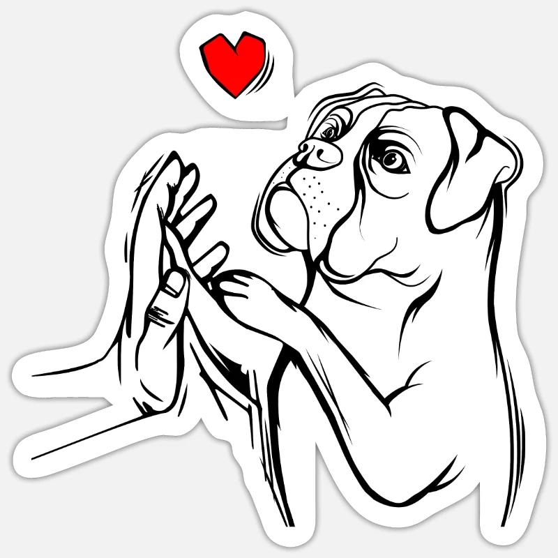 Boxer Chien - Sticker taille S (10 x 10 cm) - blanc mat