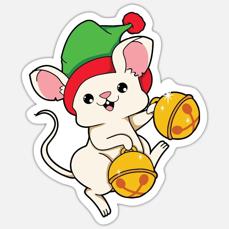 Mouse Christmas - Sticker size S (10 x 10 cm) - white matte