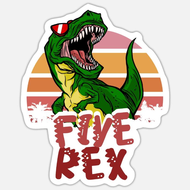 5. Geburtstag Junge five Rex Dinosaurier Dino Sticker Größe S (10 x 10 cm)