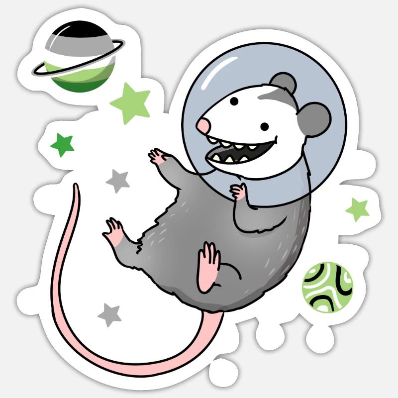 Opossum aromatique dans l’espace - Sticker taille S (10 x 10 cm) - blanc mat