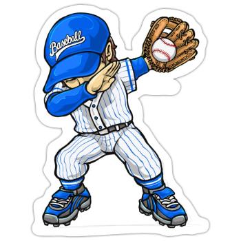 Dabbing Baseball Baseballspieler - Sticker Größe S (10 x 10 cm) - Mattweiß - Vorne