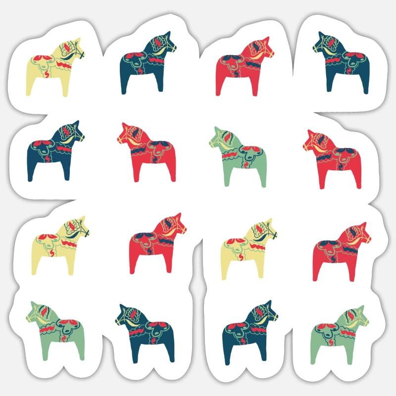 Schwedische Dalapferde Sticker Größe S (10 x 10 cm)